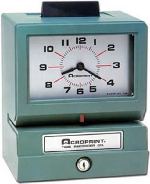 Acroprint 01-1470-402 Model BP1256 Reliable battery-operated Time Clock (Month, Date, Hour, Minutes, Right-hand Margin Print, 4 Wheels, Hand push bar to obtain printed registrations, Finger-tip pressure actuates printing mechanism, Automatic ribbon reverse, Completely portable, Ideal where ACP power is not available, Easily moved from location to location (01-1470-402 01 1470 402 011470402 BP1256 BP-125 BP125 011470NR4)