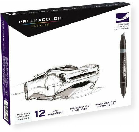 Prismacolor BP12P Premier Art Marker, 12-Color Cool Grey Set; Recognized by the industry for their high standard of quality, these art markers offer an exciting array of vibrant colors; Certified as non-toxic by the Arts and Crafts Materials Institute, they carry the AP non-toxic seal; UPC 070735036223 (BP-12P BP12-P BP1-2P B-P12P PRISMACOLORBP12P PRISMACOLOR-BP12P)