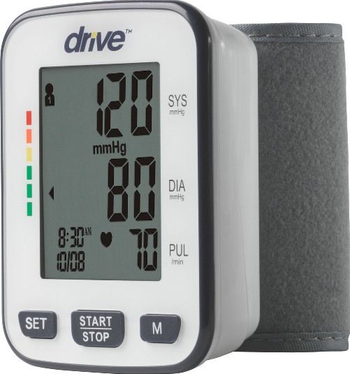 Drive Medical BP3200 Automatic Deluxe Blood Pressure Monitor Wrist, WHO Classification, Irregular Heart Beat Detection, 2 Months Battery Duration, 2 - AAA Batteries, 1.93