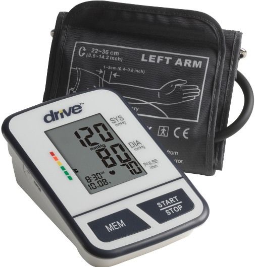 Drive Medical BP3600 Economy Blood Pressure Monitor, Upper Arm, WHO Classification, LCD Display Type, 4 - AAA Batteries, 2 Months Battery Duration, 2.17
