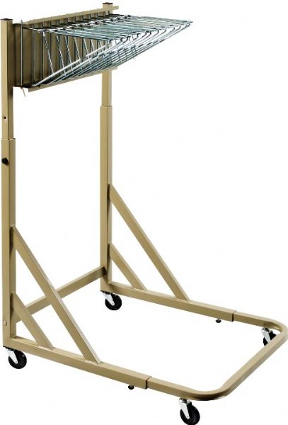 Alvin BPR026 Mobile Pivot Rack for Blueprints; Pivot-lock feature, unique grooves in bottom plate keep pivot brackets straight and square with unwanted swing, yet release effortlessly with no complicated mechanism; Industrial strength construction, 240 lbs capacity; Fits clamp sizes 18