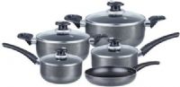 Brentwood Appliances BPS-109 Cookware 9-Piece Aluminum Non-Stick, Gray; 2.5 MM Heavy Gauge Aluminum; Tempered Glass Lid; Long-Lasting Heat-Resistance Bakelite Handles and Knobs; Two-Layered Non-Stick Coating Interior; Durable Granite Finish Exterior; Dishwasher Safe; Five-Layer Color Gift Box; UPC 857749002624 (BPS109 BPS 109 BP-S109) 