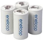 Panasonic BQ-BS2E4SA eneloop "C" Size Spacers for use with eneloop AA Battery Cells; Quickly and easily convert eneloop AA batteries for use in "C" and "D" size battery applications; Great to have on hand in case of emergency; Perfect for use in flashlights, toys and other devices; Made from high quality, durable plastic; Weight on 0.35 ounces (C) and 0.77 ounces (D); Genuine eneloop quality (BQBS2E4SA BQ-BS2E4SA) 