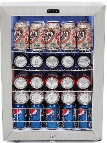 Whynter BR-091WS Can Cooler with Lock, 90 Can Capacity, 1 Number of Doors, 3 Number of Shelves, 1 Number of Temperature Zones, 19