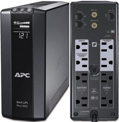 APC American Power Conversion BR1000G Power-Saving Back-UPS Pro 1000 Uninterruptible Power Supply, 600 Watts / 1000 VA,Input 120V / Output 120V, Interface Port USB, LCD graphics display, Battery failure notification, Power-saving outlets, Resettable circuit breaker, Battery-protected and surge-only outlets, Cold-start capable (BR-1000G BR 1000G BR1000-G BR1000)
