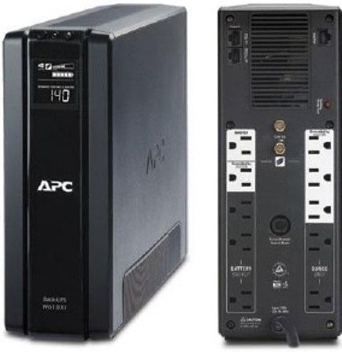 APC American Power Conversion BR1300G Power Back-UPS Pro 1300 UPS, AC 120 V Input Voltage, 50/60 Hz Frequency Required, Power NEMA 5-15 Input Connectors, 780 Watt / 1300 VA Power Provided, Network - RJ-45 Cable TV/satellite/antenna Dataline Surge Protection, Stepped approximation to a sinewave Output Waveform, Standard Surge Suppression, 355 Joules Surge Energy Rating,1 Quantity, Lead acid Technology, Replaces BR1200 (BR1300G BR-1300G BR 1300G) 