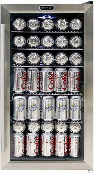 Whynter BR-130SB Bottle Beverage Refrigerator in Black/Stainless Steel, 120 Can Capacity, 1 Number of Doors, 5 Number of Shelves, 1 Number of Temperature Zones, 17