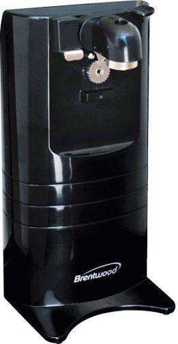 Brentwood J-25 Can Opener With Sharpener 4 in 1, Black, 500 ml Capacity, Taller Profile for Opening Larger Cans, Ease of use with Single Finger Operation, Non-skid Base, Automatic Shut Off, Knife and Scissors Sharpener, Bottle Opener, UPC 857749002129 (J25 J 25 BRENTWOODJ25 BRENTWOOD-J25)