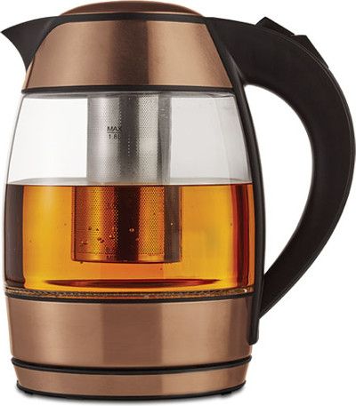 Brentwood Appliances KT-1960RG Electric Glass Kettle with Tea Infuser, 1.8 Liter Capacity, BPA FREE, Removable Filter, 360 Degree Cordless Base, Boil-Dry Protection, Dimensions 8.75