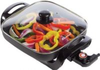 Brentwood Appliances SK-65 Electric Skillet with Tempered Glass Lid, Black, 1300 Watts Power, Family Size Electric Skillet, Adjustable Thermostat, Non Stick Cooking Surface, Detachable Power Supply, Cool Touch Handles, Easy To Use and Clean, cUL Approval, Dimension (LxWxH) 18 x 12.25 x 7, Weight 6.15 lbs., UPC 181225000119 (SK65 SK 65) 