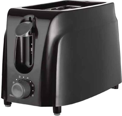 Brentwood Appliances TS-260B Two Slice Cool Touch Toaster, Black Color, 2-Slice Cool Touch Toaster in Black, Wide Slots for Gourmet Breads and Bagels, 6 Settings for Desired Browning Level, Dimensions 9.5