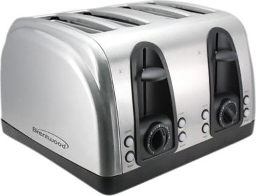 Brentwood Appliances TS-445S Four Slice Elegant Toaster, Slide-out crumb tray for easy cleaning, Four Slice Toaster, LED backlit buttons for convenient operation, Toast lift for easy removal of smaller breads, Brushed stainless steel finish, Dimensions 11.5