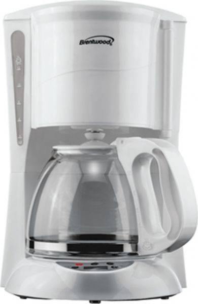 Brentwood Appliances TS-218W Twelve Cup Digital Coffee Maker in White, Auto-Shut Off When Dry, 12 Cup Capacity, Pause N Serve, Permanent Filter Included, Drip Free Carafe, Programmable Timer, Non-Stick and Stain Resistant hot plate, Dish Washer Safe Carafe, Dimensions 8