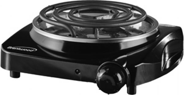 Brentwood Appliances TS-306 Electric 1200W Single Burner, Black Color, Adjustable Thermostat Control, Power Indicator Light, Durable Stainless Steel heating element, Non-skid Rubber Feet, Easy to Clean Surface and Drip Pan, Heats up to 600 Degrees, Dimensions 10.5