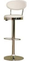 Wholesale Interiors BS-030A-WHT Chardonnay Mid-back Adjustable Barstool in White, Contemporary design bar stool, Adjustable height seating, Easy-to-clean vinyl seat in White, Comfortable high density foam padding, Full 360 degrees swivel, 13.5"D x 23.75" to 32"H Seat, UPC 878445006020 (BS030ABLK BS-030A-WHT BS 030A BLK BS030AWHITE BS-030A-WHITE BS 030A WHITE) 