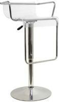 Wholesale Interiors BS-078-CLEAR Chartreuse Low-back Acrylic Adjustable Barstool in Clear, Modern acrylic bar stool, Spacious seat with chrome armrests, Adjustable height seating, For counter and bar area, Full 360 degrees swivel, 13.5"D x 23.5" to 32"H Seat, 5.5"H Armrest, UPC 878445006044 (BS078CLEAR BS-078-CLEAR BS 078 CLEAR BS078 BS-078 BS 078) 