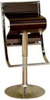 Wholesale Interiors BS-322 Chenin Low-back Adjustable Barstool, Curved composite wood in rich brown finish, Adjustable height seating, For counter and bar area, Full 360 degrees swivel, Chrome steel base, 17"H Seat to Footrest, 13.5"D x 22" to 30"H Seat, UPC 878445006051 (BS322 BS-322 BS 322) 