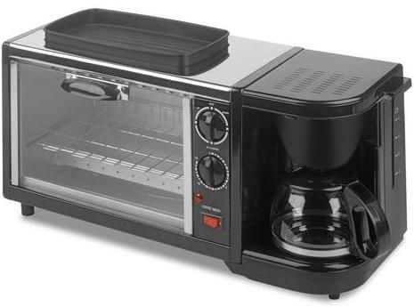 Team BSET-15191 Oven/Coffee Breakfast Set, 650W, 4-6 Cups, 15 Minutes Timer; Removable Crumb Tray, Nonstick Hot Plate & Baking Tray ,Up,Down & Dual Selector Selector Switch, L 20 x W 8 x H 10 Unit dimensions, 9.2lbs Unit Weight, UPC 877340000058 (BSET15191 BSET 15191 BSET-15191)