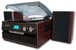 Boytone BT-21DJM-CDSP Turntable System; 33/45/78 RPM; AM/FM Radio with Stereo FM; Cassette Player; 2 Built-in Stereo Speakers; MP3 & WMA Playback; USB/SD Support; Encode/Convert Vinyl Records to MP3; Encode/Convert Radio to MP3; Encode/Convert Cassette Tape to MP3; Encode/Convert Aux In to MP3 (such as Pandora,YouTube, etc. from your phone or tablet); Remote Control; MP3 Encode Bit Rate: 128kbps; Aux In: 3.5mm; Additional Output: RCA; UPC  642014746835 (BT21DJMCDSP BT-21DJM-CDSP BT-21DJM-CDSP) 