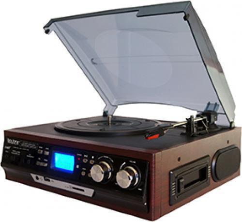 Boytone BT-17DJM-C Home Turntable System; 33/45/78 RPM; AM/FM Radio with Stereo FM; Cassette Player; 2 Built-in Stereo Speakers; MP3 & WMA Playback; USB/SD Support; Encode/Convert Vinyl Records & Cassette Tape to MP3; Encode/Convert Radio to MP3; Encode/Convert Aux In to MP3 (such as Pandora, YouTube, etc. from your phone or tablet); Remote Control; MP3 Encode Bit Rate: 128kbps; Aux In: 3.5mm; Additional Output: RCA; Power Supply: 120V 60Hz; UPC  642014746811 (BT17DJMC BT-17DJM-C BT-17DJM-C)
