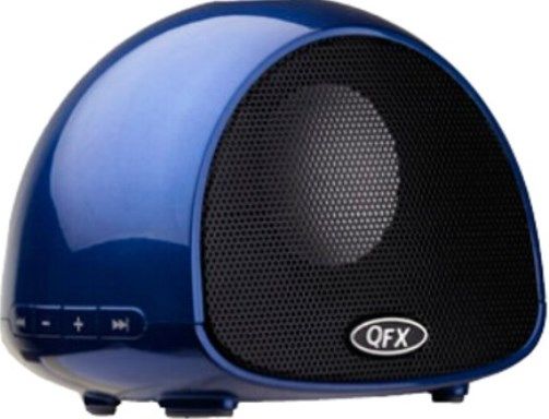 QFX BT100-BLU Portable Rechargable Bluetooth Speaker with Microphone, Blue, Compatible with all Bluetooth Capable Phones, Stream Music From Bluetooth Capable Devices, Receive and Make Calls With Bluetooth Capable Phones, Aux In With PC, CD Players and MP3/MP4 Players, Built-in Lithium Battery, UPC 606540017937 (BT100BLU BT100 BLU BT-100-BLU BT-100BLU BT-100 BT 100-BLU)
