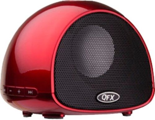 QFX BT100-RED Portable Rechargable Bluetooth Speaker with Microphone, Red, Compatible with all Bluetooth Capable Phones, Stream Music From Bluetooth Capable Devices, Receive and Make Calls With Bluetooth Capable Phones, Aux In With PC, CD Players and MP3/MP4 Players, Built-in Lithium Battery, UPC 606540017920 (BT100RED BT100 RED BT-100-RED BT-100RED BT-100 BT 100-RED)