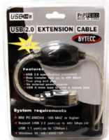 Bytecc BT-502 USB2.0 High Speed Active Extension Cable, Full compliance with USB spec version 2.0/1.1, Support 480 Mbit/s high speed, 12Mbit/s Full speed and 1.5Mbit/s Low speed, One upstream port and One downstream port, Windows 98 and higher, Mac OS compatible, Support Plug & Play and hot-swap functions, Bus power mode, Support EHCI/UHCI/OHCI interface, cable length 18ft (BT502 BT 502) 