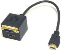 Bytecc BTA-030 HDMI Female & DVI-D (Dual link) Female with Nuts to HDMI Male Adaptor, Black, Support 3D (HDMI to HDMI only) - defines input/output protocols for major 3D video formats, paving the way for true 3D gaming and 3D home theatre applications, 30 cm Length, 5.5 mm OD, UPC 837281106042 (BTA030 BTA 030) 
