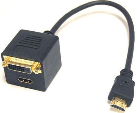 Bytecc BTA-030 HDMI Female & DVI-D (Dual link) Female with Nuts to HDMI Male Adaptor, Black, Support 3D (HDMI to HDMI only) - defines input/output protocols for major 3D video formats, paving the way for true 3D gaming and 3D home theatre applications, 30 cm Length, 5.5 mm OD, UPC 837281106042 (BTA030 BTA 030)