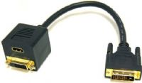 Bytecc BTA-031 HDMI Female & DVI-D (Dual link) Female with Nuts to DVI-D (Dual link) Male Adaptor, Black, 30cm Length, 8mm OD, UPC 837281106059 (BTA031 BTA 031) 