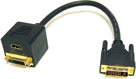 Bytecc BTA-031 HDMI Female & DVI-D (Dual link) Female with Nuts to DVI-D (Dual link) Male Adaptor, Black, 30cm Length, 8mm OD, UPC 837281106059 (BTA031 BTA 031)