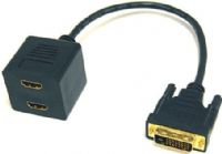Bytecc BTA-034 HDMI Female x 2 to DVI-D (Dual link) Male Adaptor, Black, 30cm Length, 5.5mm OD, UPC 837281106080 (BTA034 BTA 034) 