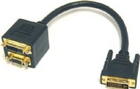 Bytecc BTA-035 DVI-I (Dual link) Female & VGA (HD15) Female to DVI-I (Dual link) Male Adaptor, Black, 30cm Length, 6.5mm OD, UPC 837281106097 (BTA035 BTA 035) 
