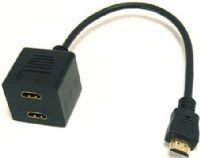 Bytecc BTA-036 HDMI Female x 2 to HDMI Male Adaptor, Black, Support 3D - defines input/output protocols for major 3D video formats, paving the way for true 3D gaming and 3D home theatre applications, 30cm Length, 5.5mm OD, UPC 837281106103 (BTA036 BTA 036) 