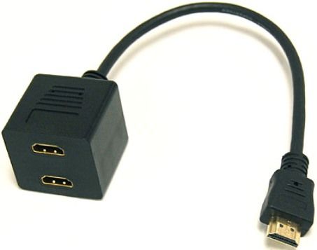 Bytecc BTA-036 HDMI Female x 2 to HDMI Male Adaptor, Black, Support 3D - defines input/output protocols for major 3D video formats, paving the way for true 3D gaming and 3D home theatre applications, 30cm Length, 5.5mm OD, UPC 837281106103 (BTA036 BTA 036)