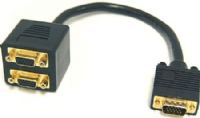 Bytecc BTA-037 VGA (HD15) Female with Nuts x 2 to VGA (HD15) Male Adaptor, Black, 30cm Length, 8.5mm OD, UPC 837281106110 (BTA037 BTA 037) 