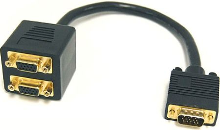 Bytecc BTA-037 VGA (HD15) Female with Nuts x 2 to VGA (HD15) Male Adaptor, Black, 30cm Length, 8.5mm OD, UPC 837281106110 (BTA037 BTA 037)