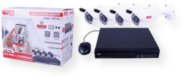 Bolide BTGKIT1 Model BTG Kit 8/4 Full HD 1080P Smart Surveillance System Kit; NTSC/PAL with 8 channels DVR; 4 Infrared 0.333