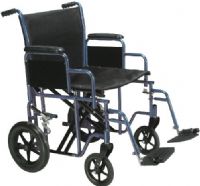 Drive Medical BTR20-B Bariatric Heavy Duty Transport Wheelchair with Swing Away Footrest, 20" Seat, Blue, 4 Number of Wheels, 10" Armrest Length, 8" Casters, 9" Closed Width , 12" Rear Wheels, 8" Seat to Armrest Height, 19.5" Seat to Floor Height, 20" Width Between Posts, 20.12" Width of Seat Upholstery, 16" Back of Chair Height, 27.5" Armrest to Floor Height, 20.5" Width Between Armrest Pads, 450 lbs Product Weight Capacity, UPC 822383140193 (BTR20-B BTR20B BTR20 B)  
