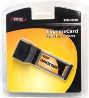 Bytecc BTU3-EC200 USB 3.0 2 Ports ExpressCard, Supports ExpressCard form factor design, Supports USB 3.0 specification type A connector x 2 ports, Supports the following speed data rate: Low-speed (1.5Mbps)/Full-speed (12Mbps)/High-speed (480Mbps)/Super-speed (5Gbps), Supports External power plug in order to supplying power for each USB 3.0 connector up to 900mA MAX/port, UPC 837281105274 (BTU3EC200 BTU3 EC200) 