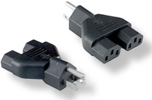 BTX Technologies PA1001 NEMA/IEC Adapter, Black Color; Supply End in 1 NEMA 5-15 Plug; Equipment End in 2 IEC-60320-C13 Receptacles; Weight 0.1 lbs; UPC N/A (BTX PA1001 BTX PA 1001 BTX-PA-1001)