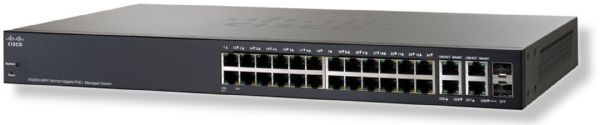 Cisco SG300-28PP-K9-NA Model SG300-28PP Series 28-port Gigabit PoE+ Managed Switch, Black Color; It has a size of 16000 Entries for MAC Address Table; Desktop, 1U rack-mountable Enclosure; 26-port Gigabit + 2 x combo Gigabit SFP ports; 128 MB RAM; 56 Gbps	Switching capacity; POE and POE+ Supply; UPC 882658595196 (CISCO SG300 28PP K9 NA CISCO-SG300-28PP-K9-NA CISCOSG30028PPK9NA)