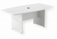 Bush 99TB7236WH Boat Shaped 72W x 36D Conference Table with Wood Base, White; 1" Thick Work Surface; Built-In Wire Management Grommet; Practical Design; Tested to Meet ANSI/BIFMA Quality Standards; American Made; Thermally Fused Laminate Surface; Durable Edge Banding; Meeting Space for 4 to 6 Users; Dimensions (LxWxH): 35.98" x 71.54" x 28.65"; Weight: 108 lbs (BUSH99TB7236WH BUSH-99TB7236WH 99TB7236WH 99TB7236-WH BUSH-99TB7236-WH) 