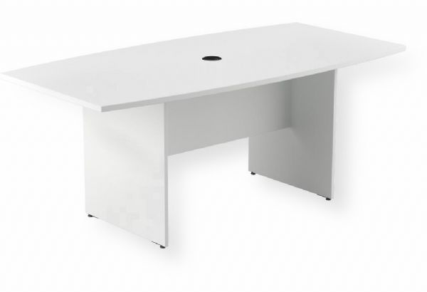 Bush 99TB7236WH Boat Shaped 72W x 36D Conference Table with Wood Base, White; 1