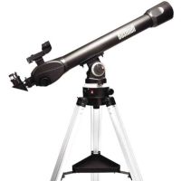 Bushnell 789971 Voyager Sky Tour Refractor Telescope, 800mm f/11.4 Achromatic Refractor, Refractor Optical Design, 2.8" / 70 mm Optical Lens Diameter, f/11.7 Focal Ratio, 138x Maximum Useful Magnification, 2.18 arcsec Rayleigh Resolving Power, Length x Diameter - 34 x 3.3" , 86.5 X 8.5cm Optical Tube Dimensions, Altazimuth Mount Type, 1.25" Eyepiece Barrel Diameter, Red dot LED Finderscope, UPC 029757789914 (789971 789-971 789 971) 