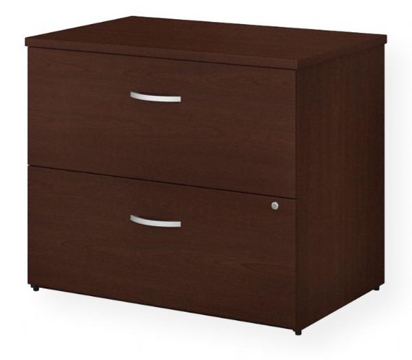 Bush SCF136CSSU Studio C 2 Drawer Lateral File Cabinet, Harvest Cherry; Ships fully assembled for your convenience; Thermally fused laminate finish fends off scratches and stains; Drawers accept legal, letter and A4-size paperwork and lock to protect sensitive information; American made with U.S. and imported parts; Dimensions 35.67