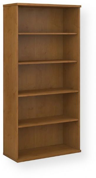 Bush WC72414 Series C 36W 5-Shelf Bookcase, Natural Cherry Finish; Thermally Fused Laminate Over Engineered Wood; Adjustable Shelves; Hold Up To 50 lbs Each Shelve; Assembled in the U.S.A; Meets ANSI/BIFMA Quality Test Standards; Dimensions (HxWxD): 72.8