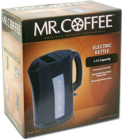 Mr. Coffee BVM-CEK13 Electric Kettle for Hot Beverages, Has 1.7 L Capacity, Automatic Shut-Off, Removable Fine Mesh Water Filter, Removable Power Base, UL Listed, Weight 0.85 lbs, UPC 072179231028 (BVMCEK13 BVM CEK13 28-BVMCEK13 28BVMCEK13)