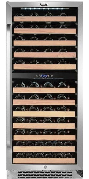Whynter BWR-0922DZ Built-in Stainless Steel Dual Zone Compressor Wine Refrigerator with Display Rack and LED Display, 92 Bottle Capacity, 0 Can Capacity, 1 Number of Doors, 12 Number of Shelves, 2 Number of Temperature Zones, 23.5