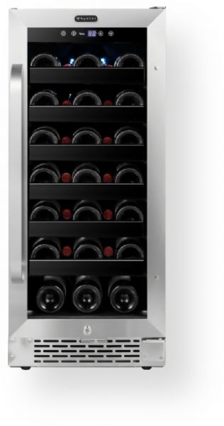 Whynter BWR-308SB Built-In Undercounter Wine Refrigerator, Stainless Steel, Black Cabinet; 15